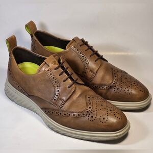 ECCO Men's 7 St.1 Hybrid Lite Brogue Brown Wingtip Oxford Comfort Dress Shoes